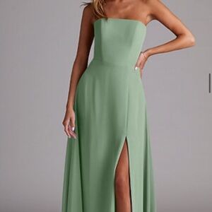 Azazie Matcha strapless bridesmaid dress
